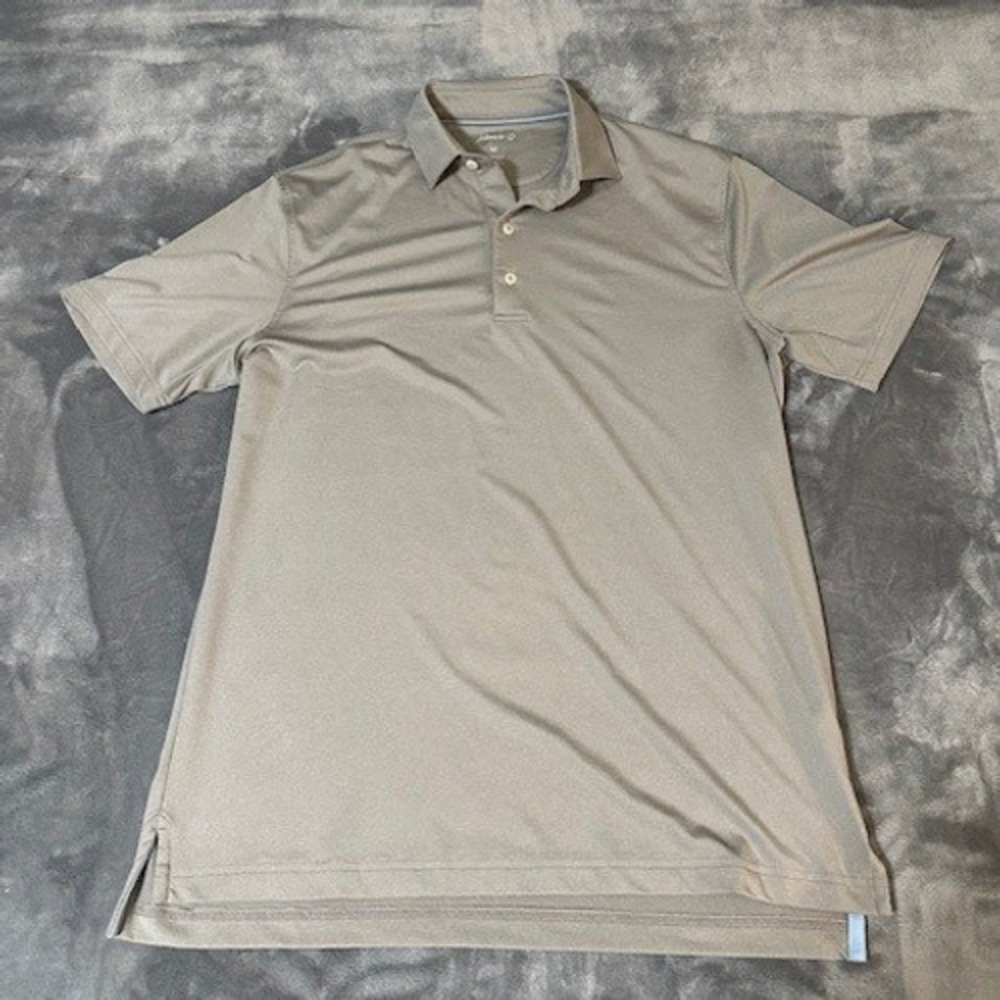 johnnie-O Mens Medium Short Sleeve Polo Shirt Gray Performance Golf Casual